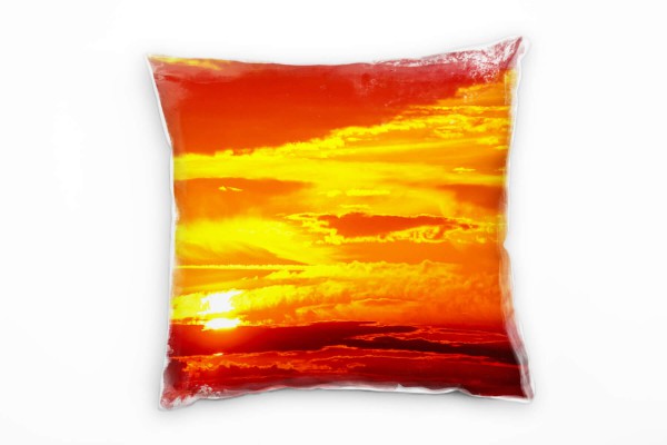 Landschaft, orange, rot, Sonnenuntergang Deko Kissen 40x40cm für Couch Sofa Lounge Zierkissen