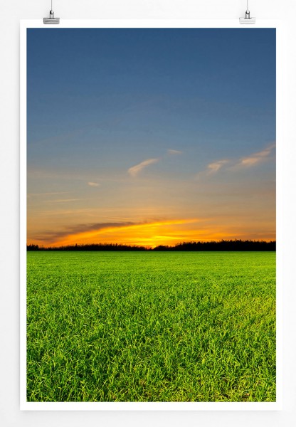 60x90cm Landschaftsfotografie Poster Abendsonne auf dem Land