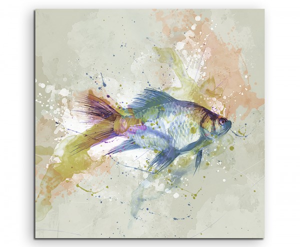 Fisch 60x60cm Aquarell Art Leinwandbild Old