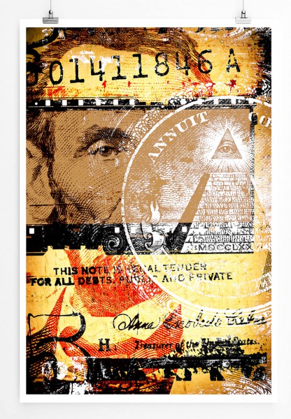60x90cm Digitale Grafik Poster Dollarnote mit Lincoln