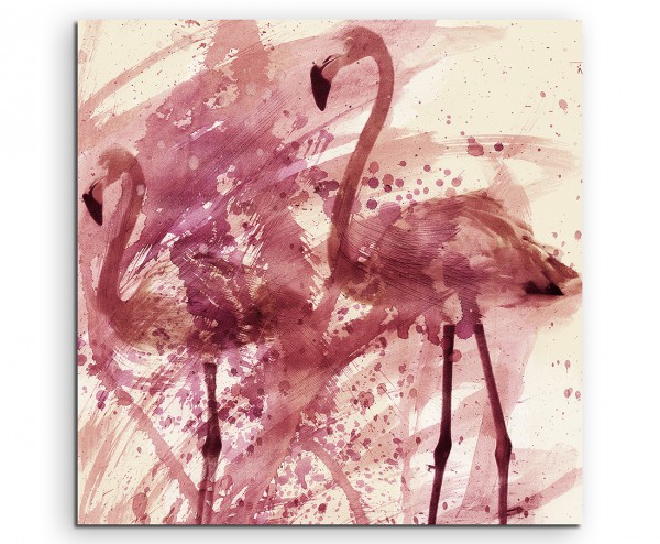 Flamingos 60x60cm Aquarell Art Leinwandbild