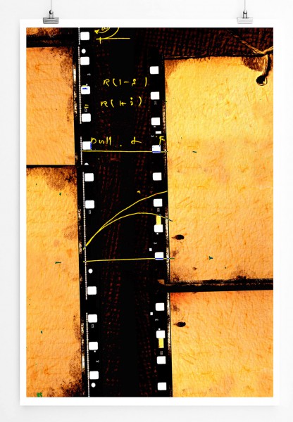 60x90cm Künstlerische Fotografie Poster Filmstreifen vor orangem Hintergrund