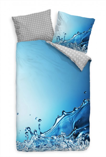 Wasserspritzer Blau Hintergrund Abstrakt Bettwäsche Set 135x200 cm + 80x80cm Atmungsaktiv