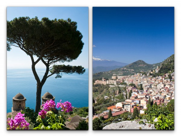 2 Bilder je 60x90cm Italien Mittelmeer Mediterran Amalfiküste Sommer Baum Neapel