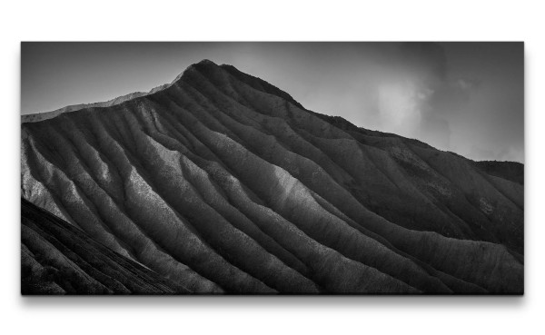 Leinwandbild 120x60cm Berg Schwarz Weiß Dunkel Grau Melancholie