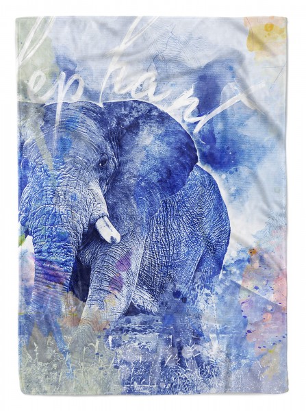 Handtuch Strandhandtuch Saunatuch Kuscheldecke SplashArt Tier Serie Kunstvoll Elephant Wi