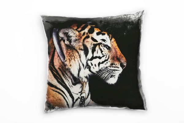 Tiere, Tiger, braun, schwarz Deko Kissen 40x40cm für Couch Sofa Lounge Zierkissen