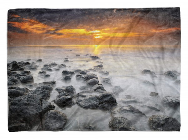 Handtuch Strandhandtuch Saunatuch Kuscheldecke mit Fotomotiv Felsen Steine Meer