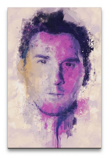 Lionel Messi Porträt Abstrakt Kunst Fußballstar Fußballer 60x90cm Leinwandbild