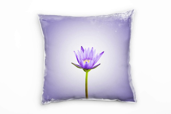 Blumen, lila, grün, Lotusblume Deko Kissen 40x40cm für Couch Sofa Lounge Zierkissen
