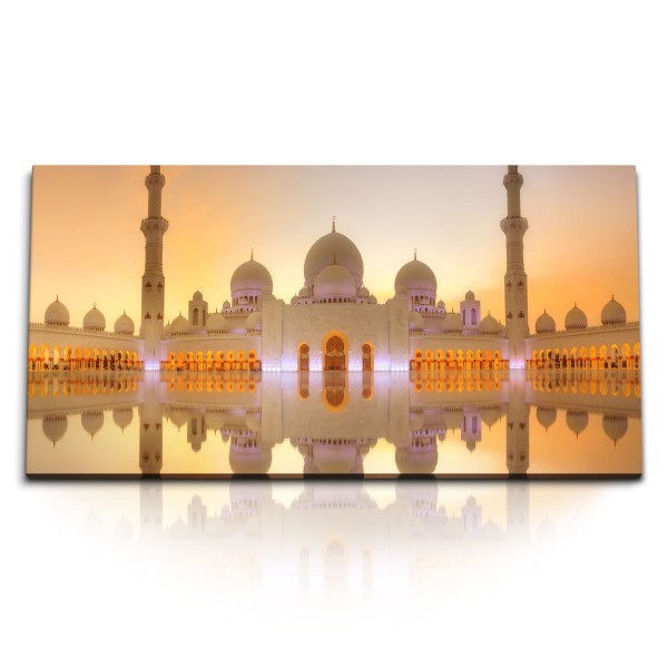 Kunstdruck Bilder 120x60cm Scheich Zayid Moschee Abu Dhabi Abendrot Sonnenuntergang