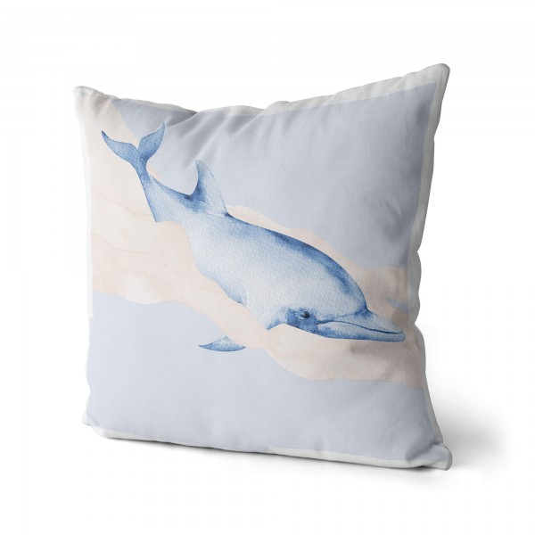 Dekokissen Kissen Pastellfarben Eauzone Delfin Wasserfarben Motiv Kunstvoll Dekorativ Weich Schön