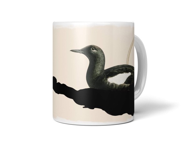 Dekorative Tasse mit schönem Vogel Motiv Enten einzigartiges Design Schwarz Minimal
