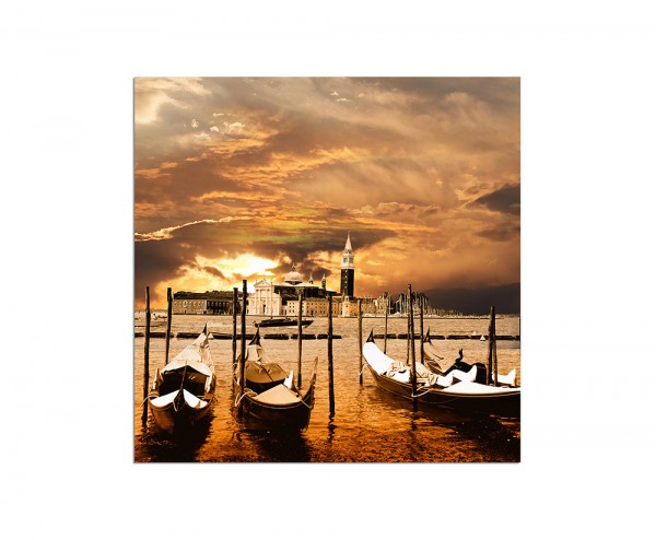 80x80cm Venedig Wasser Gondeln Sonnenuntergang
