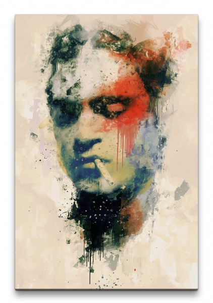Joaquin Phoenix Porträt Abstrakt Kunst Schauspieler Zigarette 60x90cm Leinwandbild