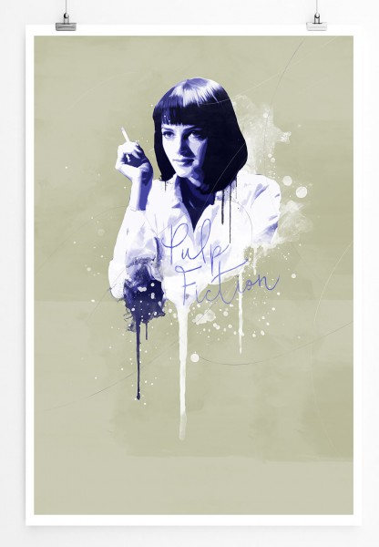 Pulp Fiction Mia Wallace 90x60cm Paul Sinus Art Splash Art Wandbild als Poster ohne Rahmen gerollt