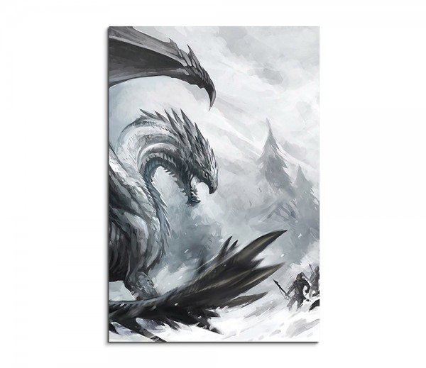 Fighting The Ice Dragon Fantasy Art 90x60cm