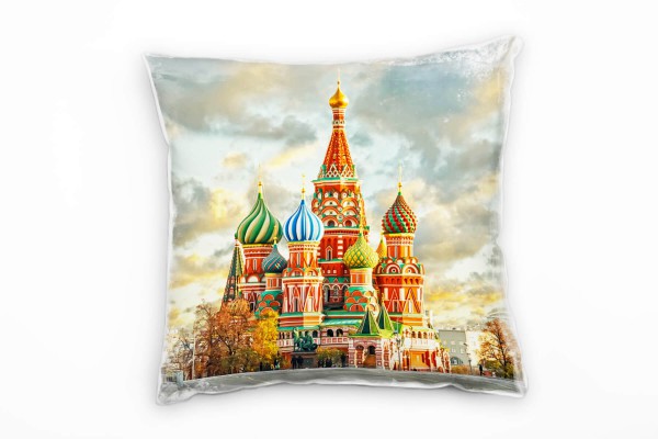 City, Russland, Moskau, Basilius Kathedrale, bunt Deko Kissen 40x40cm für Couch Sofa Lounge Zierkiss