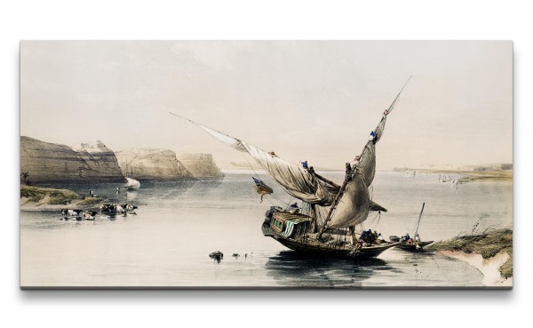 Remaster 120x60cm Nil Ägypten Segelschiff alte Illustration wunderschön Kunstvoll