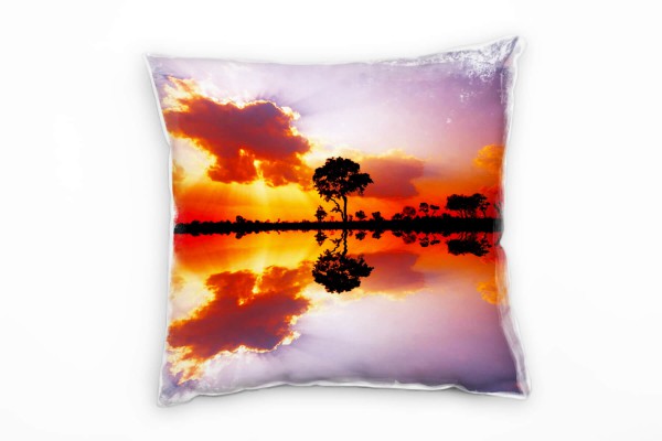 Natur, blau, rot, schwarz, Sonnenuntergang, Afrika Deko Kissen 40x40cm für Couch Sofa Lounge Zierkis
