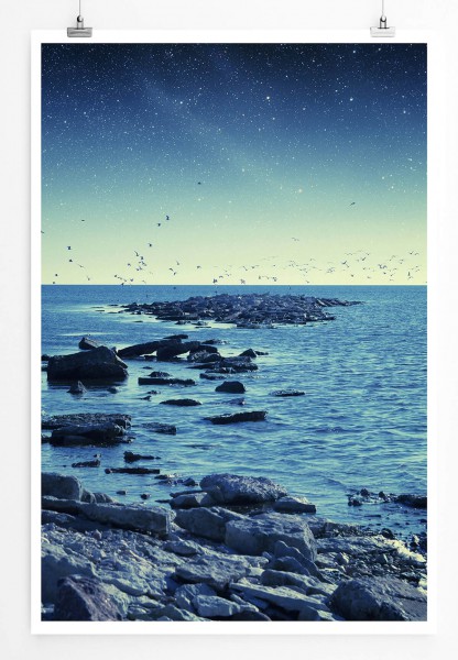 Landschaftsfotografie 60x90cm Poster Nacht am Meer