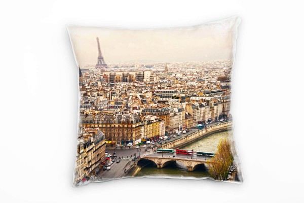 Urban uns City, braun, Paris, Eiffelturm, Frankreich Deko Kissen 40x40cm für Couch Sofa Lounge Zierk