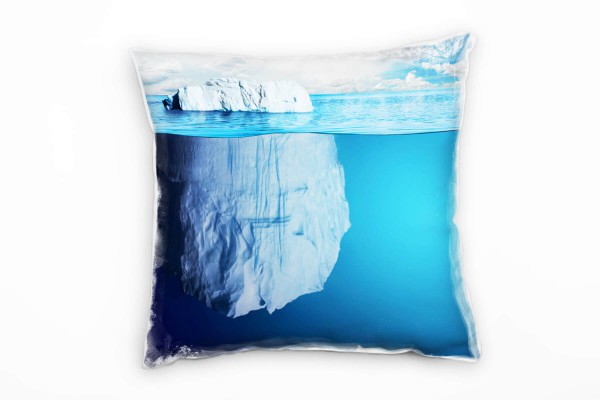 Natur, Meer, Winter, blau, weiß, Eisberg, Unterwasser Deko Kissen 40x40cm für Couch Sofa Lounge Zier