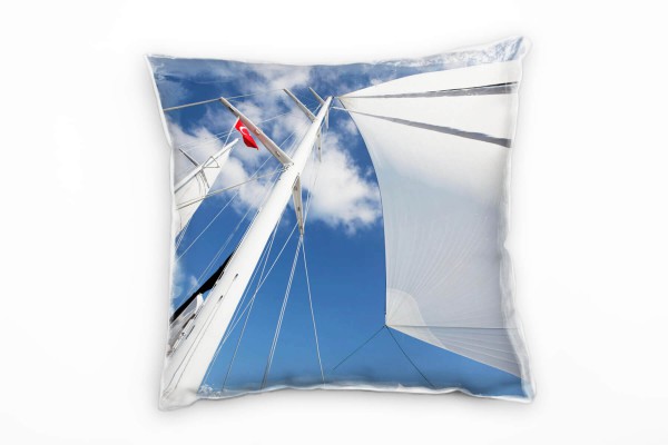 Meer, Segelboot, Segel, Himmel, blau, weiß Deko Kissen 40x40cm für Couch Sofa Lounge Zierkissen
