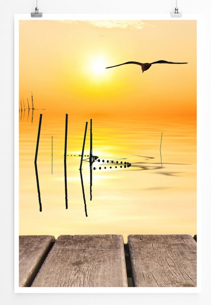 Landschaftsfotografie 60x90cm Poster Wundervolles Sonnenlicht am Pier