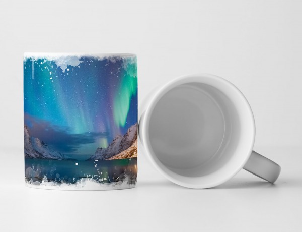 Tasse Geschenk Landschaftsfotografie – Polarlichter über Norwegen