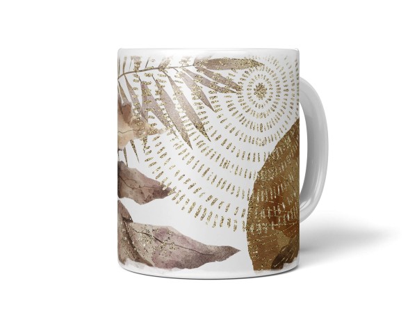 Dekorative Tasse mit schönem Motiv Pflanzen Blätter goldene Elemente schönem Design