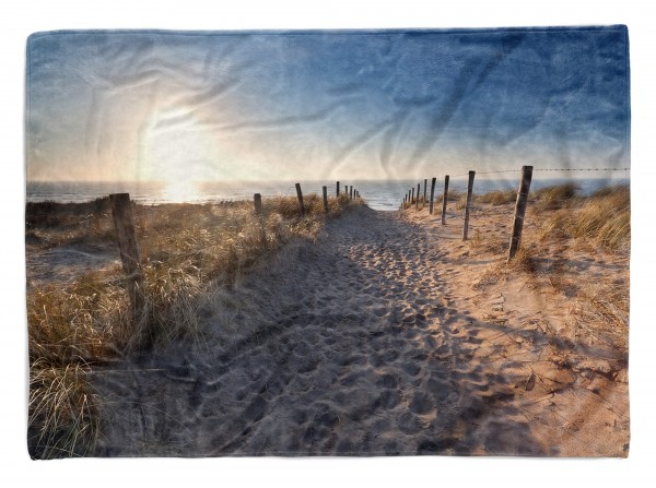 Handtuch Strandhandtuch Saunatuch Kuscheldecke mit Fotomotiv Nordsee Strandweg