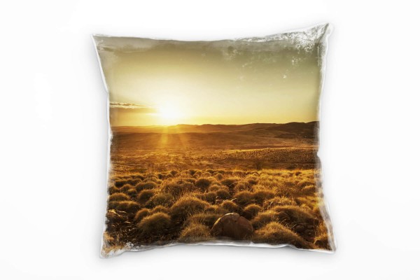 Landschaft, braun, gelb, Sonnenuntergang, Australien Deko Kissen 40x40cm für Couch Sofa Lounge Zierk