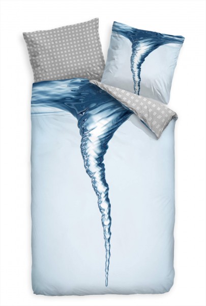 Wasserstrudel Wasser Blau Makro Bettwäsche Set 135x200 cm + 80x80cm Atmungsaktiv