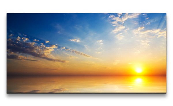 Leinwandbild 120x60cm Meer Himmel Horizont Sonnenuntergang Wunderschön Friedlich