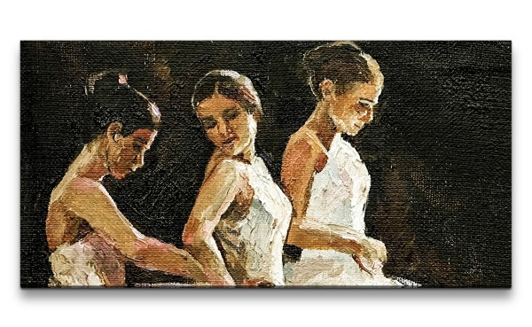Leinwandbild 120x60cm Ballerina Ballett Junge Frauen Tänzerin Malerisch Kunstvoll