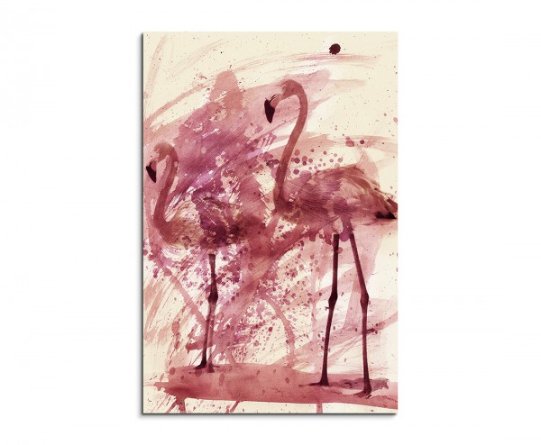 Flamingos 90x60cm Aquarell Art Leinwandbild
