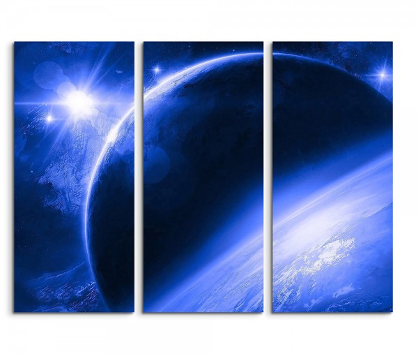 Blue Planets In The Horizon Fantasy Art 3x90x40cm