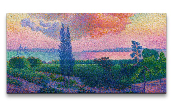 Remaster 120x60cm Henri Edmond Cross weltberühmtes Wandbild Impressionismus Farbenfroh The Pink Clou