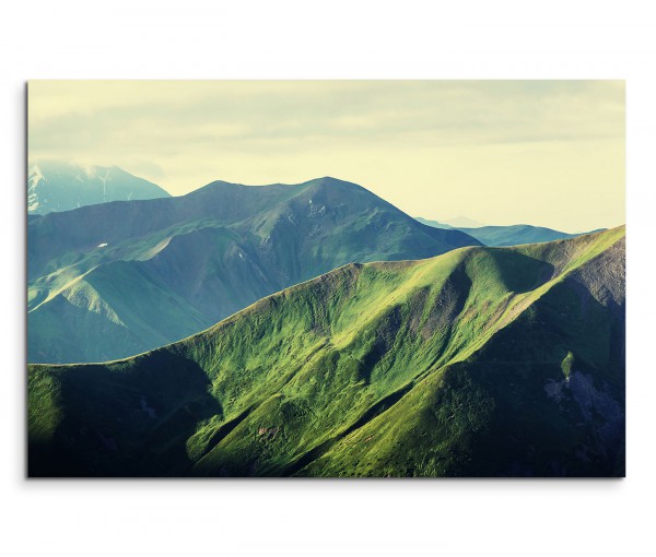 120x80cm Wandbild Berge Wiesen Sommer Landschaft