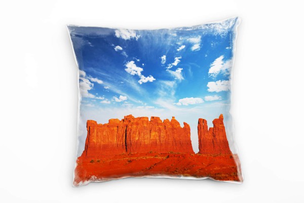 Wüste, blau, orange, Bergkette, USA Deko Kissen 40x40cm für Couch Sofa Lounge Zierkissen