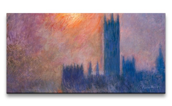 Remaster 120x60cm Claude Monet Impressionismus weltberühmtes Wandbild The Houses of Parliament