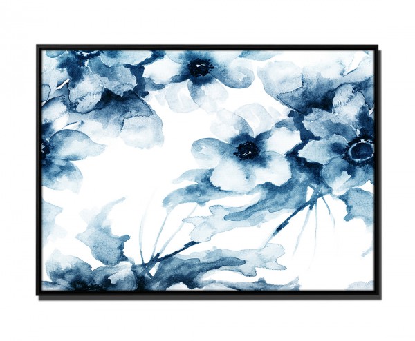105x75cm Leinwandbild Petrol Abstrakt Sommerblumen