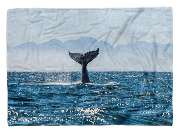Handtuch Strandhandtuch Saunatuch Kuscheldecke mit Fotomotiv Walflosse Ozean Wa