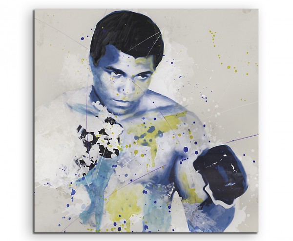 Muhammad Ali Splash 60x60cm Kunstbild als Aquarell auf Leinwand