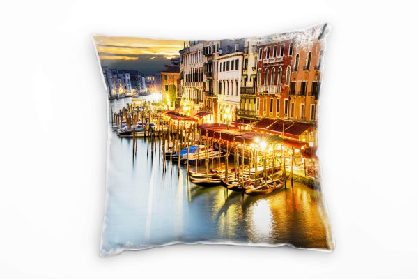 künstlerische Fotografie, Boote, Venedig, blau, orange Deko Kissen 40x40cm für Couch Sofa Lounge Zie