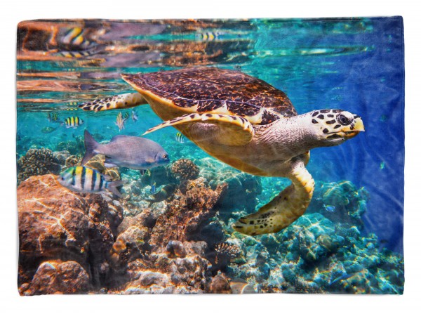 Handtuch Strandhandtuch Saunatuch Kuscheldecke mit Tiermotiv Seeschildkröte Kor