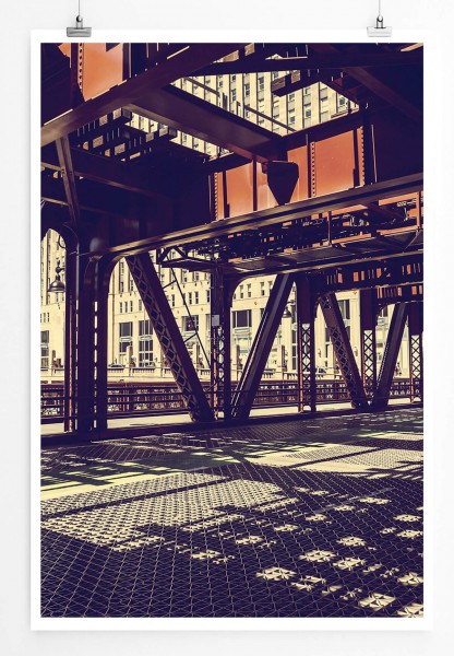 Urbane Fotografie 60x90cm Poster Brückengeländer in Chicago
