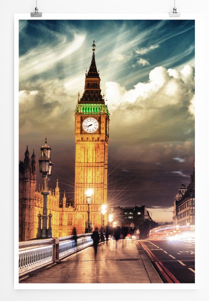90x60cm Poster Urbane Fotografie Big Ben bei Sonnenaufgang London England