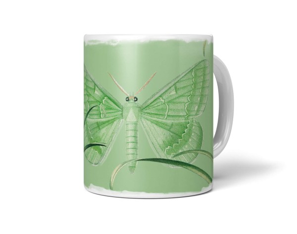Dekorative Tasse mit schönem Motiv Schmetterling Grün Blume Grashalme schönem Design
